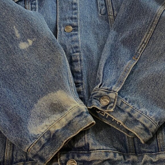 Port Authority Mens Jean Jacket XL Blue Denim Western Cowboy Work Wear ITT Tech - Picture 5 of 5